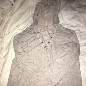 Grey/Peach Hooded Sweatshirt